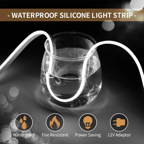 Miniatura 2 de Tiras de Luces LED de Neón Blancas de 12V - 16.4 Pies Flexibles Impermeables Cortables, Luces de Cuerda de Neón de Silicona Flexible para Cocina