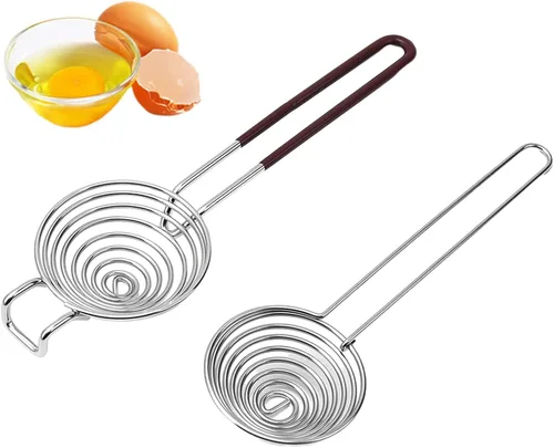 Separador de huevos, separador blanco de yema de huevo de acero inoxidable, mango largo, filtro divisor de yema de huevos, accesorio de cocina,