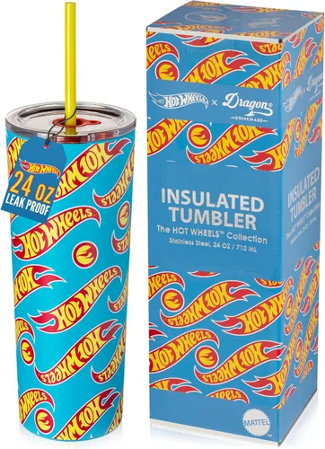 Miniatura 20 de Dragon Glassware x Barbie - Vaso térmico aislado al vacío con tapa y pajilla, vaso térmico de acero inoxidable de 24 onzas con 2 pajillas, vaso