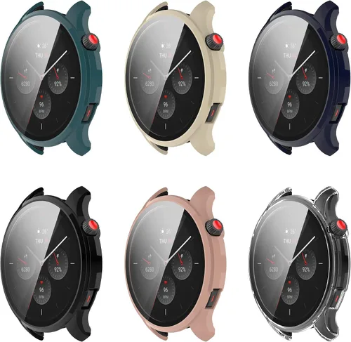 Miniatura 9 de Funda de reloj compatible con Amazfit GTR 4, resistente a los arañazos, funda de PC con protector de pantalla de vidrio templado HD para Amazfit GTR