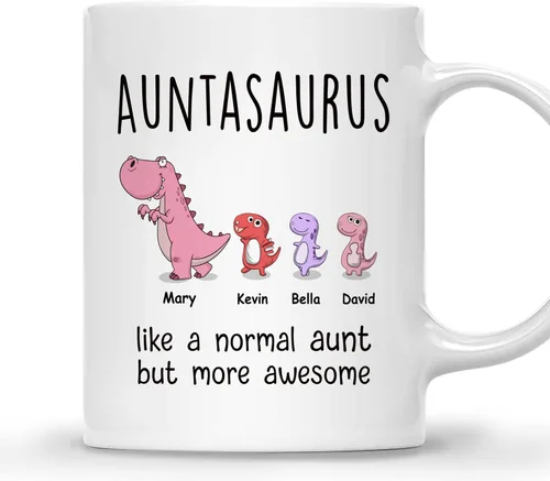 Miniatura 29 de Gossby Taza personalizada (1 niño) AUNTASAURUS Like a Normal Aunt but More Awesome - Taza de café para la abuela de parte de la nieta, nieto