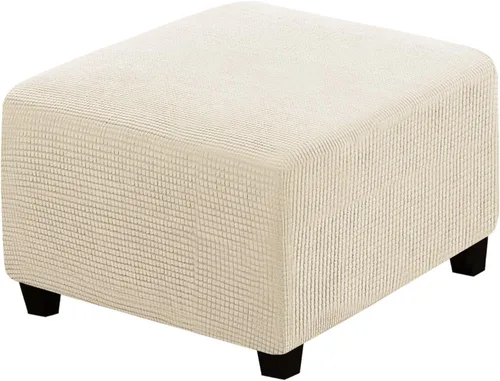 Miniatura 42 de H.VERSAILTEX Funda otomana rectangular de 29 a 34 pies para reposapiés, fundas protectoras para reposapiés, con tela jacquard elástica, gruesa