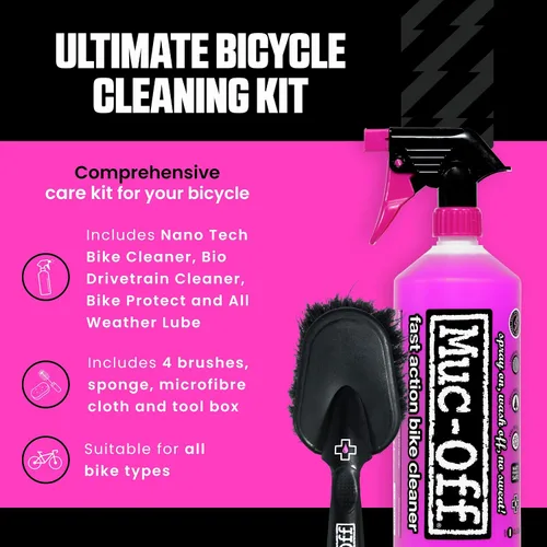 Miniatura 2 de Muc Off Ultimate - Kit de limpieza para bicicletas, kit imprescindible para limpiar, proteger y lubricar tu bicicleta, incluye limpiador