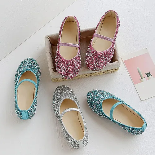 Miniatura 7 de YIBLBOX Girls Dress Shoes Mary Jane Flats Princess Dresses for Girls Ballet Flats Glitter Shoes Flower Girls Shoes