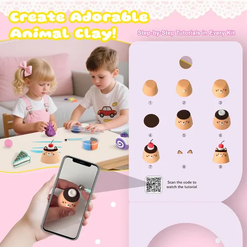 Miniatura 3 de Nicella Kit de arcilla seca al aire, 12 bloques de arcilla para modelar para niños, Model Magic con herramientas de escultura y tutoriales, seguro