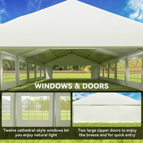 Miniatura 4 de Outsunny Tienda de campaña resistente de 23 x 39 pies para fiestas, carpa para exteriores, carpa de boda, refugio para eventos, cochera, barbacoa