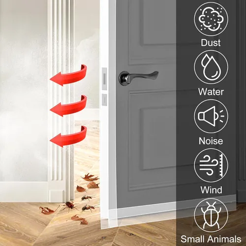 Miniatura 4 de ToLanbbt Tapón de corrientes de aire para puerta en forma de T de 1.37 pulgadas x 10 pies, burlete de silicona para intemperie, sello para puerta