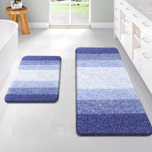 Miniatura 67 de OLANLY Juego de 2 alfombras de baño de microfibra suave y absorbente, antideslizantes, se pueden lavar y secar a máquina, alfombras de baño peludas