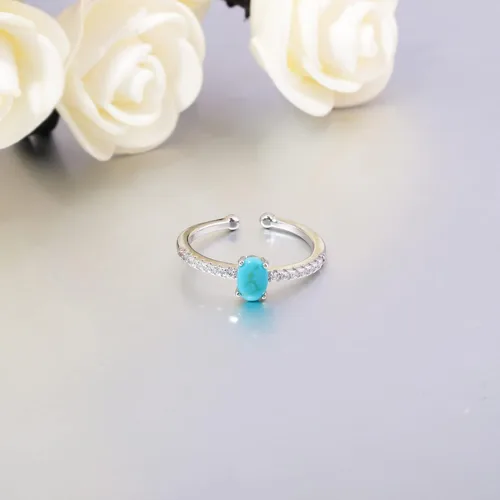 Miniatura 5 de CiNily Anillo de oro rosa de 14 quilates chapado en oro rosa turquesa ajustable para mujeres, adolescentes y niñas