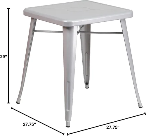 Miniatura 2 de Flash Furniture Prince - Mesa cuadrada de metal plateado para interiores y exteriores de 23.75 pulgadas de grado comercial