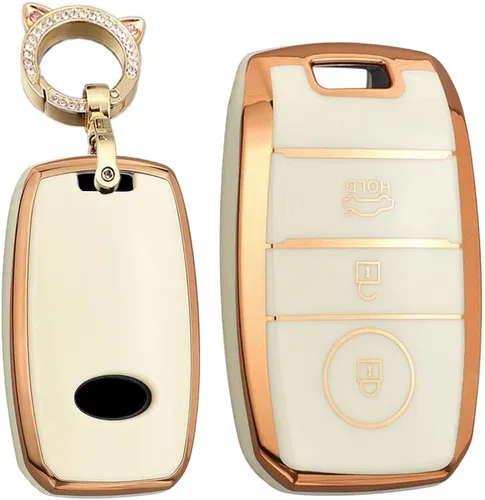 Miniatura 9 de Funda para llave compatible con Kia K3 K5 Cerato Soft TPU Llavero Keyshell Key Holder Key Protector 3 Botón Rojo