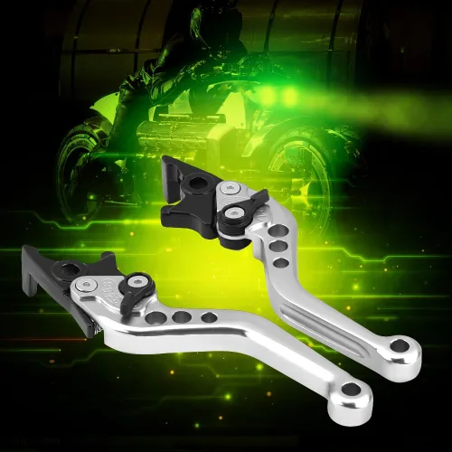 Miniatura 8 de Keenso Palanca de freno de doble disco, 1 par de 4 colores universal CNC aleación de aluminio modificación de motocicleta palanca de freno de disco