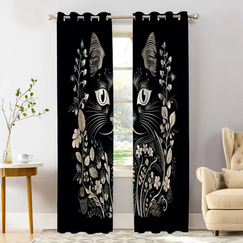 Miniatura 99 de Shrahala Abstract Pattern Geometric Blackout Window Curtains, Concentric Squares Thermal Insulated Curtains Grommet Long Drapes for Bedroom,Living