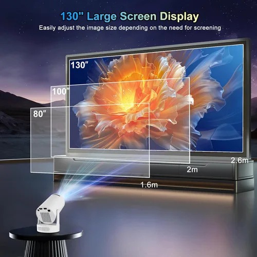 Miniatura 5 de Mini proyector 4K compatible con doble banda WIFI6 5G inalámbrico 5.4 Bluetooth Android 11, altavoz base de sonido, Keystone vertical automático