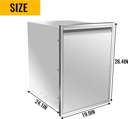 Miniatura 2 de Cajón de basura doble integrado de 19 pulgadas de ancho x 27 pulgadas de alto x 16 pulgadas de profundidad, bandeja extraíble de acero inoxidable