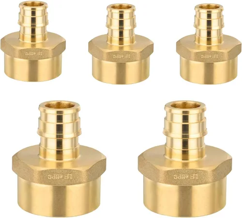 Miniatura 24 de Paquete de 5 accesorios PEX-A, adaptador NPT hembra de expansión de latón de 1 x 1 pulgada, adaptador roscado hembra PEX ASTM F1960 para tubos Pex