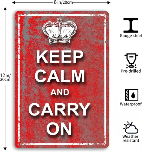 Miniatura 2 de Letreros de lata inspiradores, con texto en inglés «Keep Calm and Carry on», placas motivacionales para el hogar, oficina, habitación, bar, TP-2154