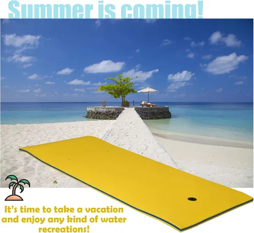 Miniatura 2 de GLACER Almohadilla de agua flotante de 87 x 36 pulgadas, 3 capas de espuma XPE flotante para recreaciones acuáticas, isla flotante para piscinas