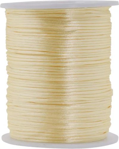 Miniatura 13 de Mandala Crafts Cordón de Satén de Nailon 2mm Cordón Rattail Champagne - 100 Yardas Cordón de Nailon Chino para Nudos Cordón de Seda Cola de Rata