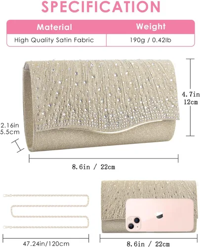 Miniatura 4 de TINDTOP - Bolsos de mano para mujer, formales para noche, de ante, con hombro, tipo sobre, para fiesta, bolsos cruzados, para boda, cóctel, bailes