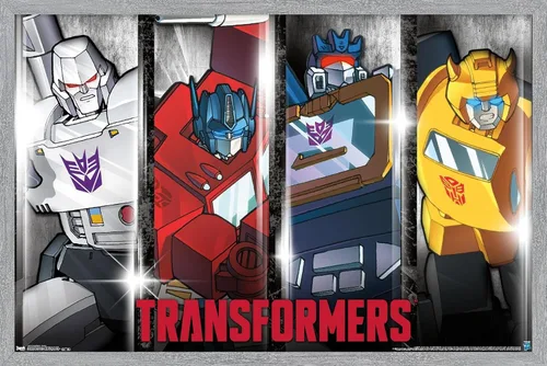 Miniatura 16 de Trends International Hasbro Transformers - Póster de pared clásico, 14.725 x 22.375 pulgadas, versión enmarcada de madera de granero