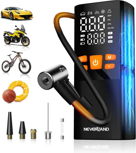 Neverland Tire Inflator Portable Air Compressor - 150 PSI Electric Air Pump for Car Tires with Auto Shutoff Function, Cordless Tire Air Pump for