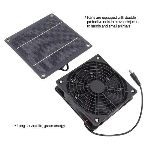 Miniatura 8 de Cryfokt Ventilador de escape impermeable con energía solar, kit de ventilador de panel solar para exteriores, ventilador portátil con cable de 39