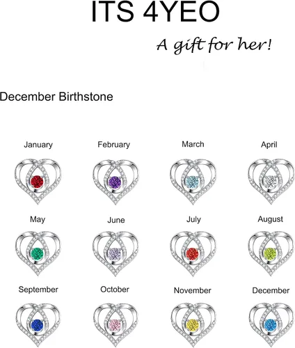 Miniatura 7 de ITS4YEO 925 Sterling Silver Love Heart Birthstone Necklaces Silver Necklace Zircon Pendant Necklaces for Women Jewelry Gift for Women Wife Girls Her