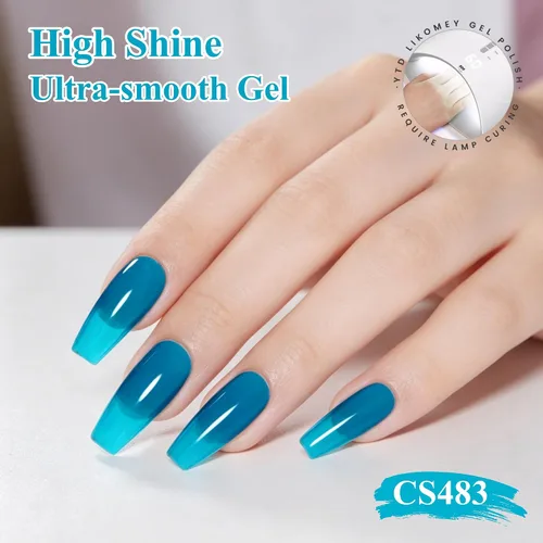 Miniatura 3 de YTD Likomey Esmalte de uñas de gel azul gelatina, 49.2 ft, translúcido transparente de pigmento fino, gel de uñas UV, manicura y pedicura