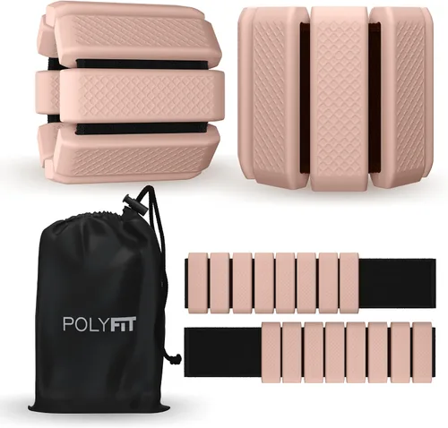 Miniatura 7 de Polyfit - Par de pesas para muñeca y tobillo - Pesas ajustables para tobillo para mujeres y hombres - Pulsera portátil para ejercicio, yoga, Gris