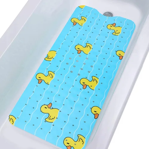 Alfombra de Bañera Antideslizante Tapete de Ducha para Niños Adultos y Ancianos 40X16 Pulgadas Extra Largo Tapetes de Baño Antideslizantes para