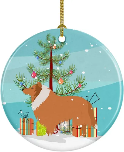 Miniatura 57 de Caroline's Treasures Bulldog inglés «Merry Christmas» adorno de cerámica para árbol de Navidad, decoración colgante para el hogar, Navidad, fiestas