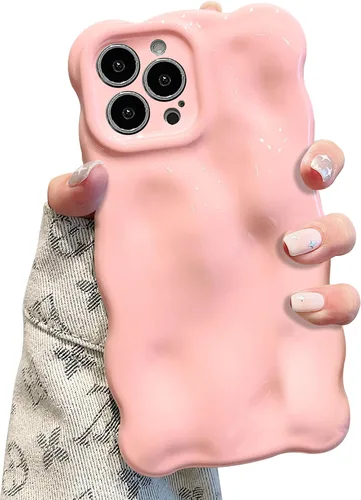 Miniatura 10 de UEEBAI Funda ondulada para iPhone 12 Pro Max, bonita cubierta plateada con forma de onda para iPhone, bonita funda estética 3D para teléfono, Blanco