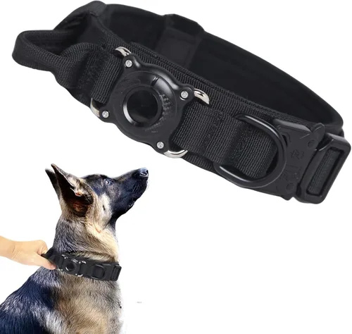 Miniatura 17 de Collar táctico para perro, ajustable, militar, de nailon, con asa de control y hebilla de metal resistente para perros medianos y grandes (negro, S)