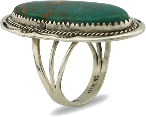 Miniatura 2 de Anillo Navajo 0.925 plata azul suroeste turquesa artista Talhat C.80's, Plata de ley, turquesa