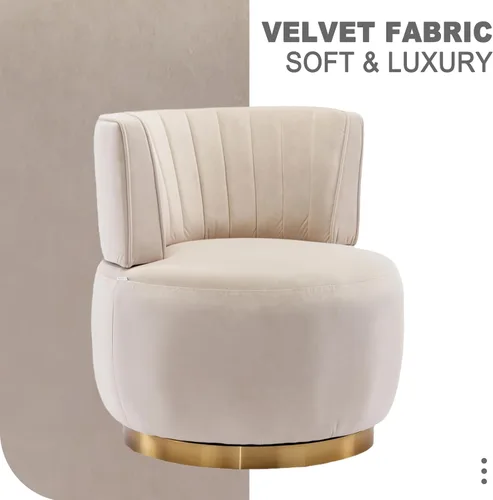 Miniatura 5 de Luxyhome - Silla giratoria de barril 360, de terciopelo, moderna silla decorativa tapizada de mediados de siglo, silla auxiliar redonda de sherpa