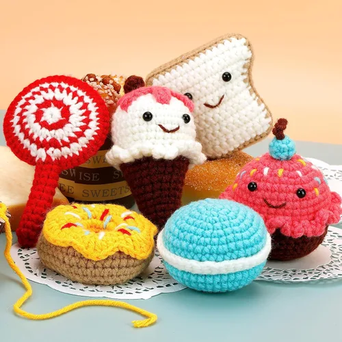 Miniatura 2 de Crochetobe Kit de ganchillo para adultos principiantes - 6 postres, kit completo con instrucciones detalladas, tutoriales en video