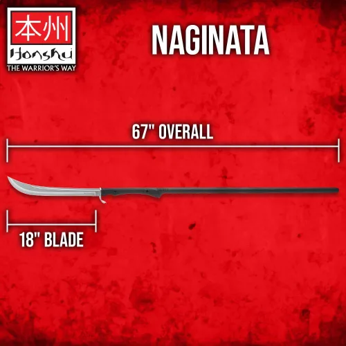 Miniatura 2 de Honshu Naginata - Espada y funda de arma de asta japonesa Samurai & Foot Soldier - Arma de autodefensa Hoja de 18 pulgadas unida a eje largo