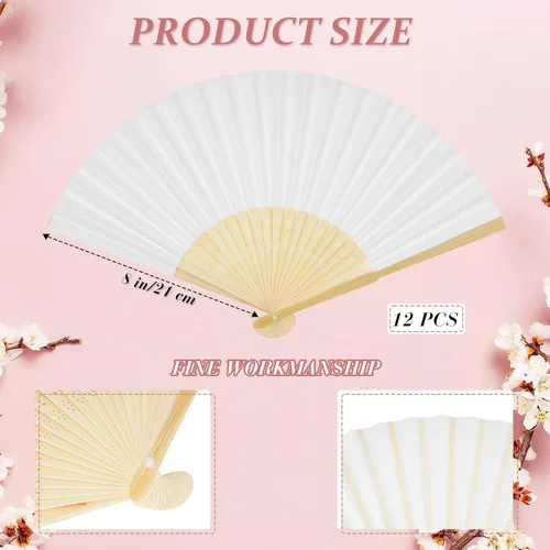 Miniatura 3 de Paterr 24 paraguas de papel de 33 pulgadas, abanicos de papel de 8 pulgadas, abanicos de papel decorativos chinos, japoneses, sombrillas