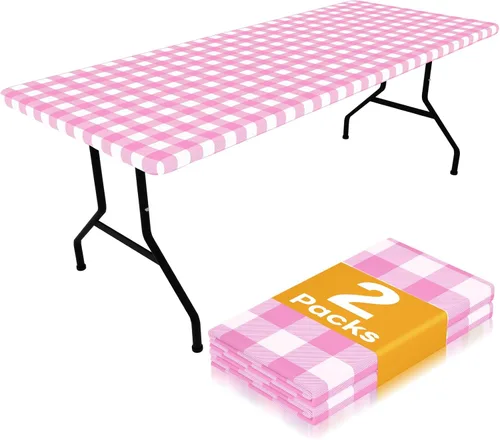 Miniatura 34 de Smiry Mantel de Mesa de Picnic Paquete de 2, Manteles Ajustables Elásticos Impermeables para Mesas Rectangulares de 18 x 72 pulgadas, Mantel