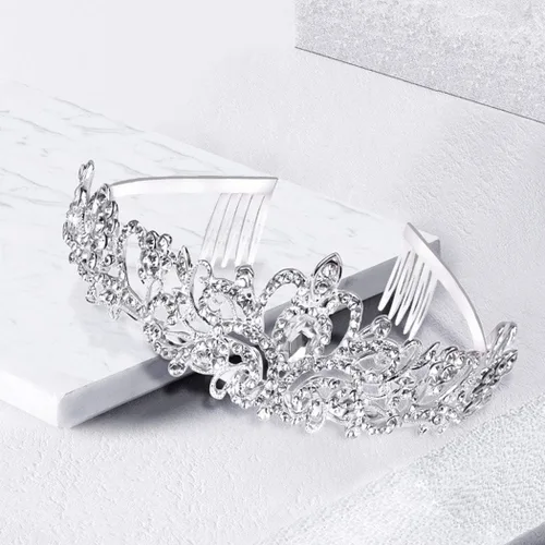 Miniatura 7 de COCIDE Diadema de cristal con coronas de tiara, corona de diamantes de imitación de princesa con peines, diademas de novia, boda, graduación, fiesta