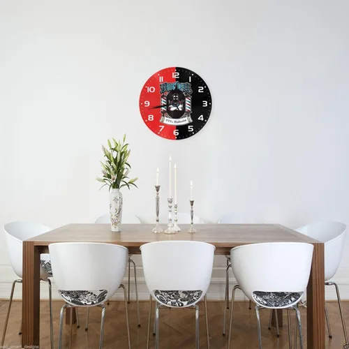 Miniatura 3 de Reloj de pared personalizado para peluquería, añade tu texto, reloj de peluquería rojo personalizado, reloj de pared para salón de belleza, regalo