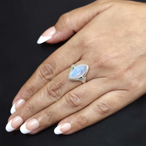 Miniatura 3 de JEWELOPORIUM Anillo hecho a mano de plata de ley 925 para mujer 8x16 Marquoise Gemstone Fashion Jewelry para regalo (99093_R)