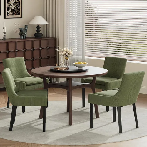Miniatura 28 de COLAMY Juego de 2 sillas de comedor tapizadas con respaldo medio y patas de madera, sillas auxiliares modernas para sala de estar/comedor