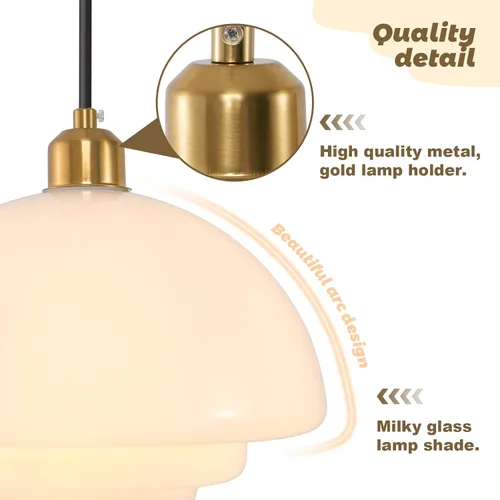 Miniatura 7 de Luces colgantes de globo de cristal, 1 luz, lámpara colgante de isla de cocina, estilo moderno de mediados de siglo, candelabro dorado de granja