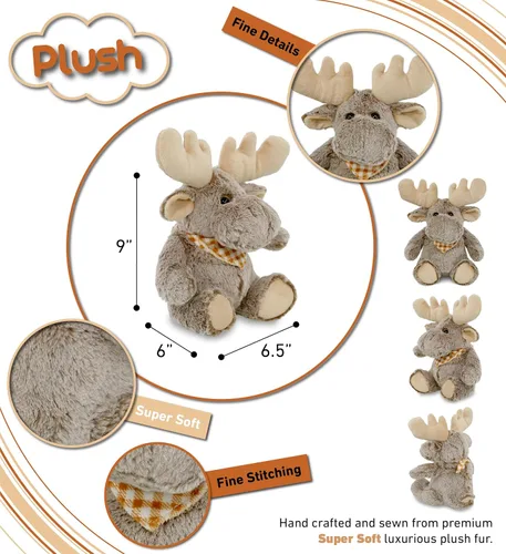 Miniatura 3 de Puzzled Peluche de alce sentado súper suave, 11 pulgadas