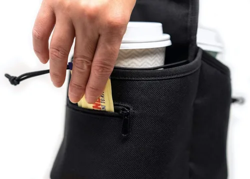 Miniatura 8 de Organizador de bebidas portátil para bebidas y portavasos de café reutilizable, bolsa plegable de 2 tazas con bolsillos organizadores, asegura