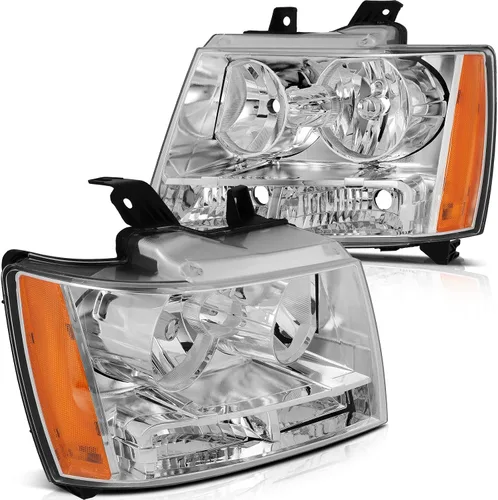 Miniatura 45 de Conjunto de faros delanteros para Chevy Avalanche 1500 2003-2006 para Avalanche 2500 03-06 para 1500 Classic 2007 carcasa negra reflector ámbar