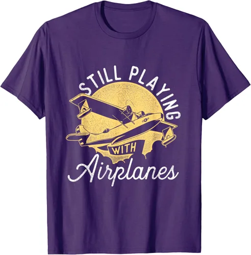Miniatura 64 de Still Playing With Airplanes - Camiseta de control remoto RC Avión Piloto, Negro