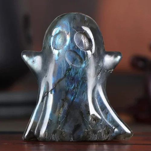 Miniatura 3 de Artistone Figura de fantasma de cristal de 2 pulgadas, piedra preciosa natural de labradorita tallada a mano para decoraciones de Halloween